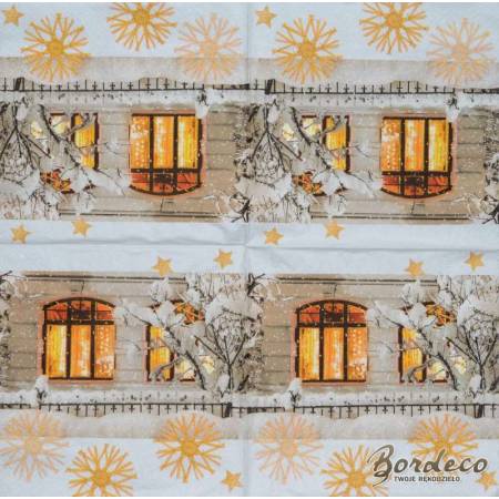 Serwetka decoupage firmy GOMAR zima za oknami 33x33CM